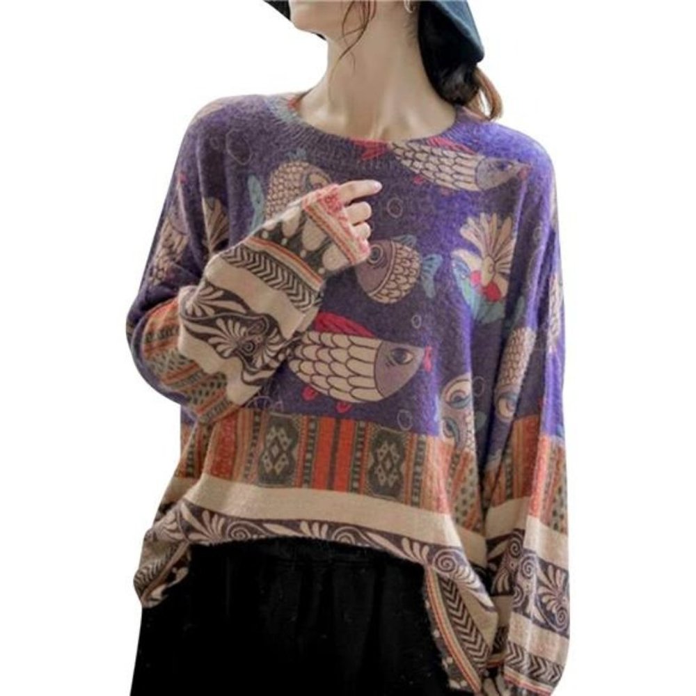 Oversized Pullover Sweaters Women Sweater Graphic Casual Loose Long Sleeve Knit